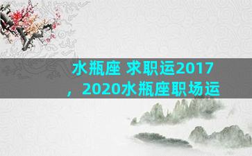 水瓶座 求职运2017，2020水瓶座职场运